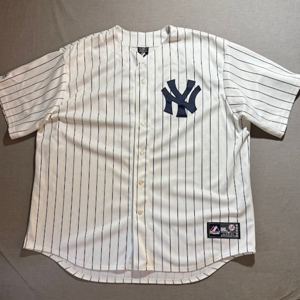 New York Yankees Majestic Baseball Jersey White Pinstripe #13 Rodriquez Mens XXL